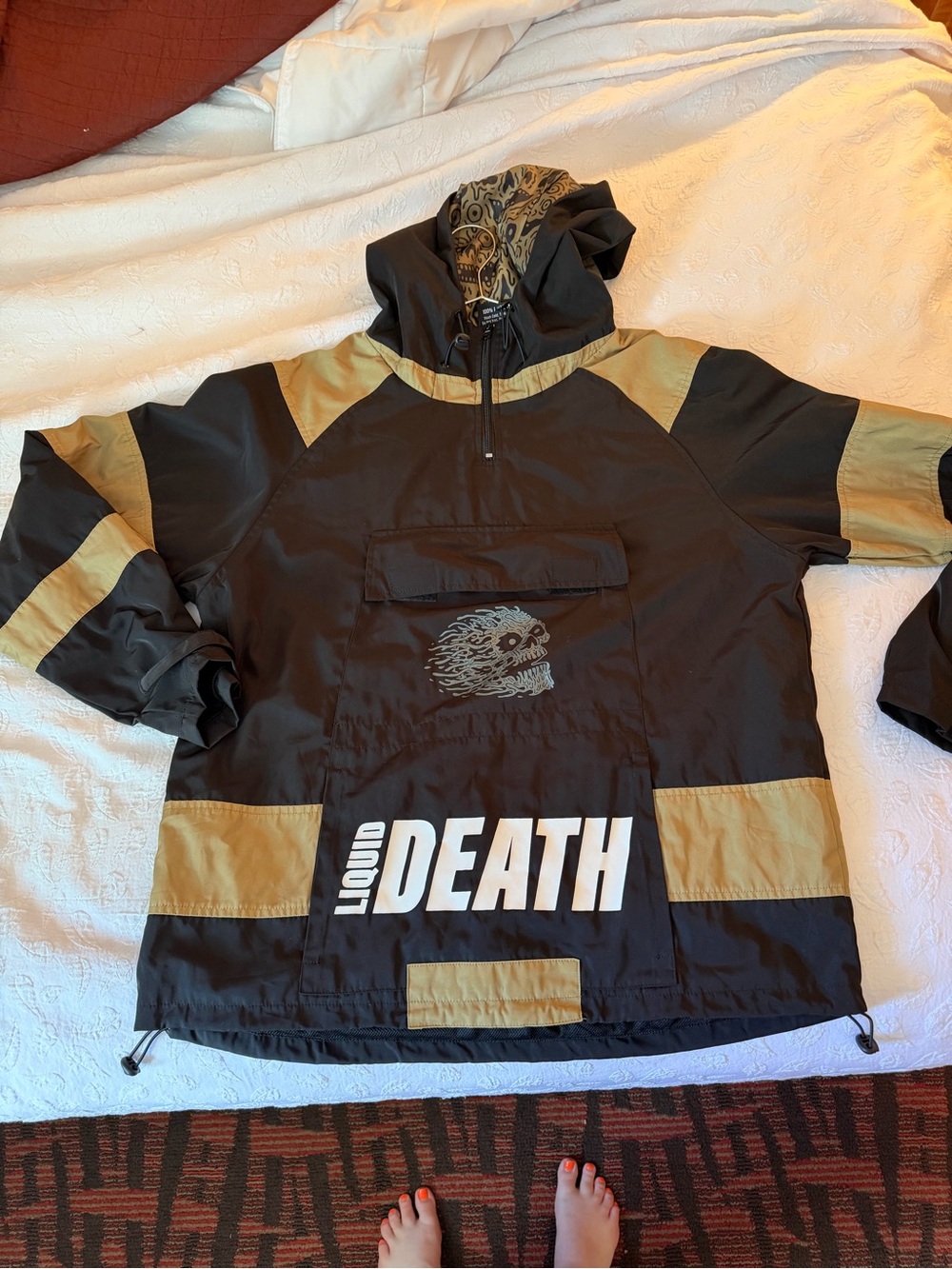 Liquid Death Black and Gold Anorak Pullover